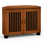 Salamander Chameleon Collection Sonoma 323 Twin Corner AV Cabinet (American Cherry Vertical Pattern with Perforated Black Steel Inserts)