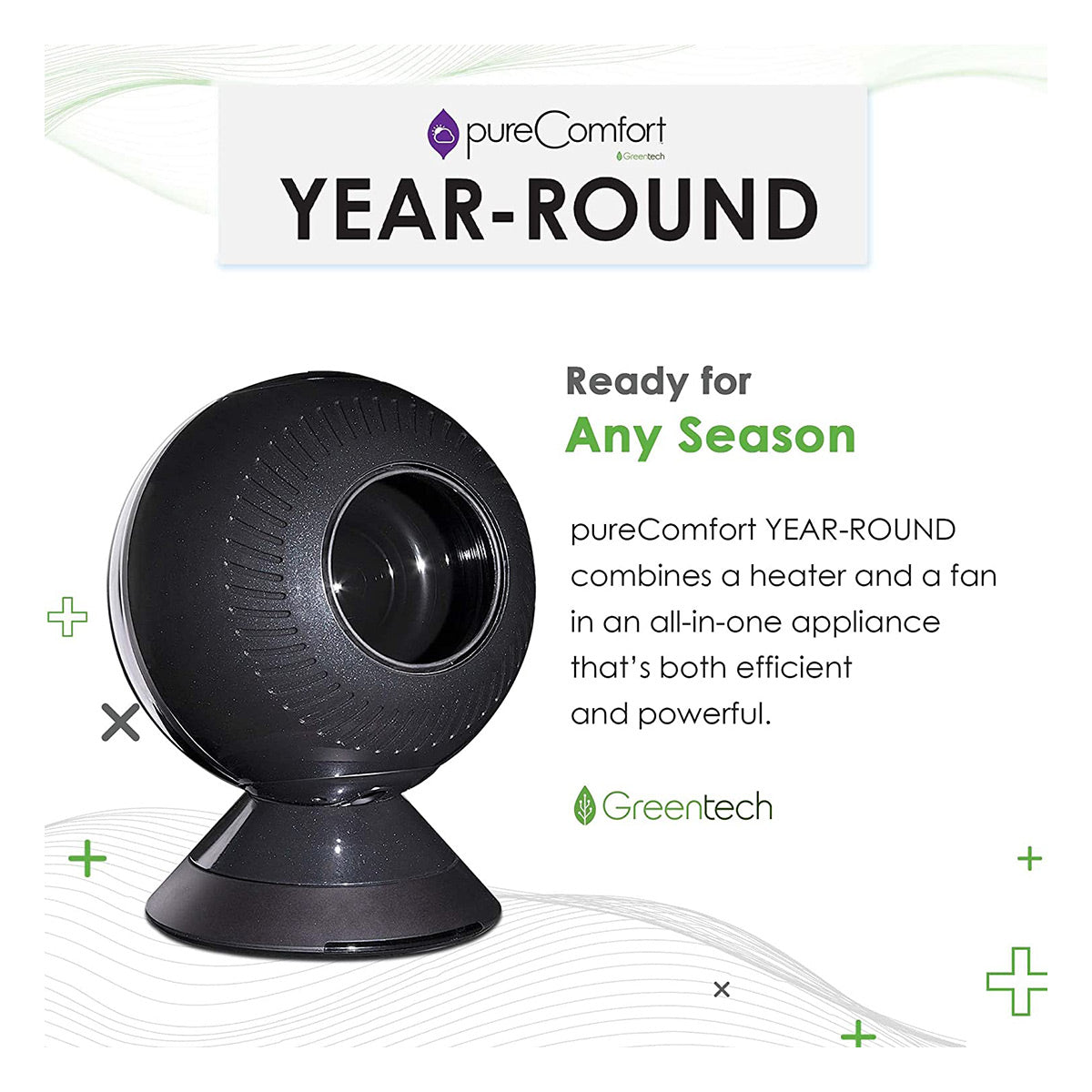 Greentech Environmental pureComfort YEAR-ROUND Oscillating Bladeless Fan and Heater