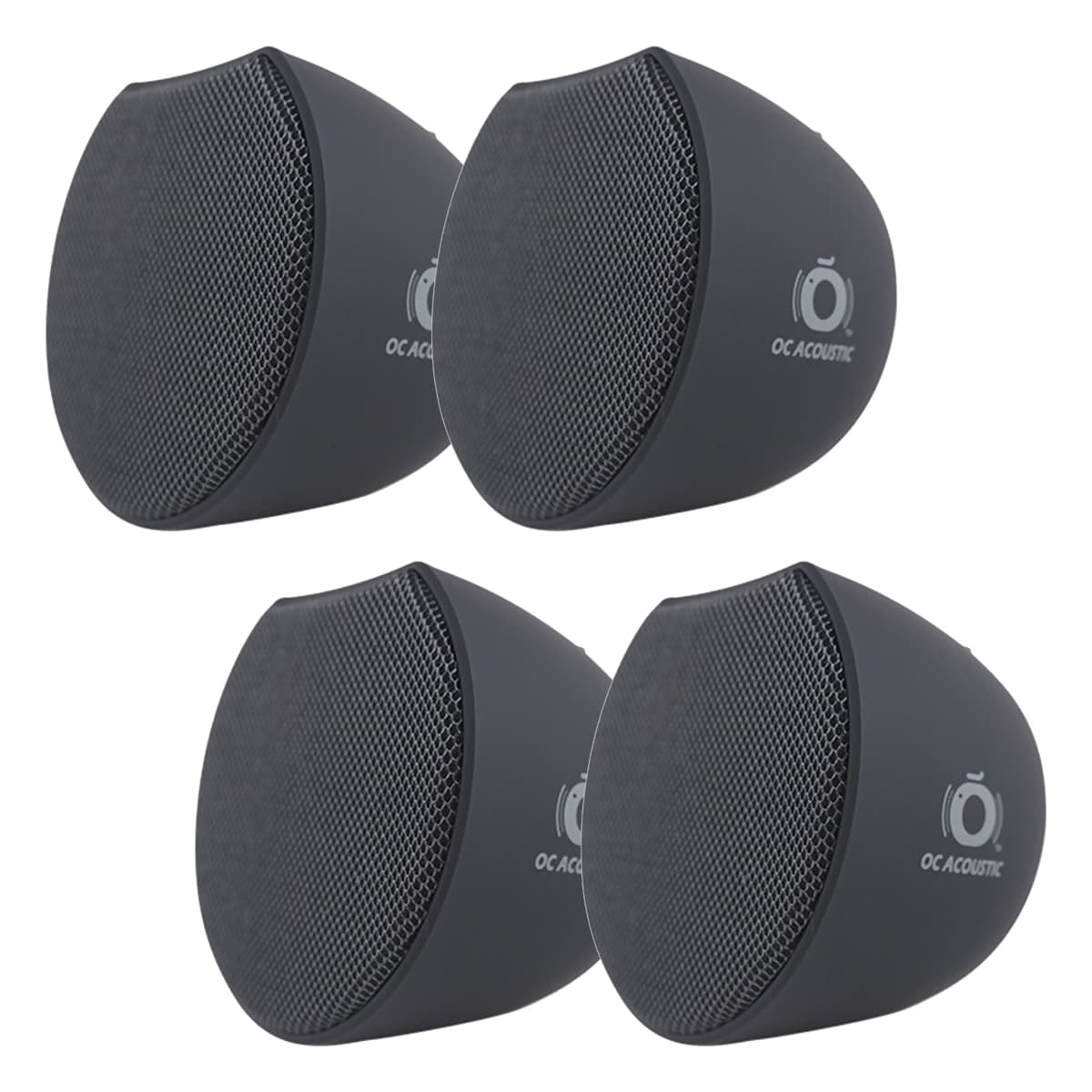 OC Acoustic Newport Plug-in Outlet Speaker with Bluetooth 5.1 and Built-in USB Type-A Charging Port - Set of 4 (Charcoal/Black)