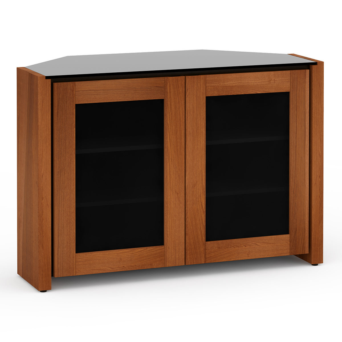 Salamander Chameleon Collection Corsica 323 Twin Corner AV Cabinet (Thick Cherry with Black Glass Top)