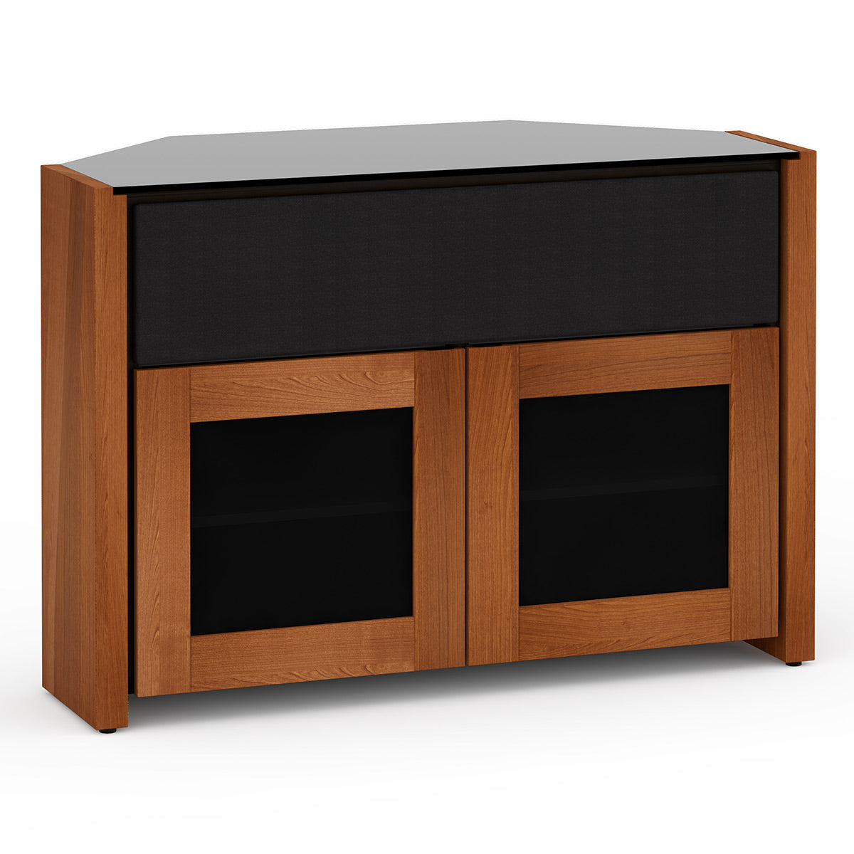 Salamander Chameleon Collection Corsica 329 Twin Speaker Integrated Corner Cabinet (Thick Cherry with Black Glass Top)
