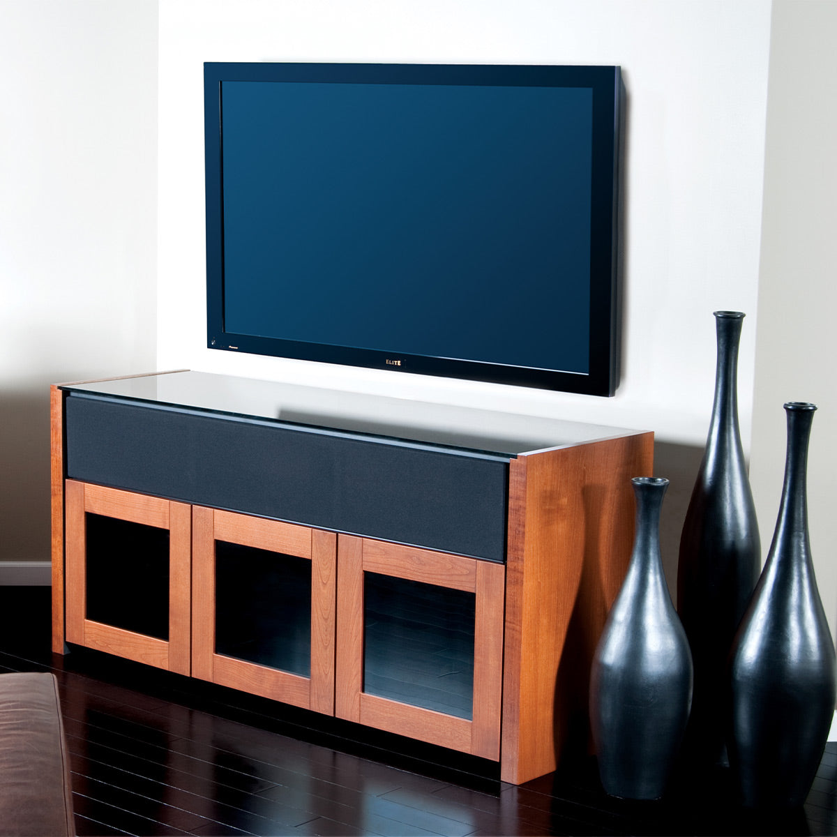Salamander Chameleon Collection Corsica 339 Triple Speaker Integrated Cabinet (Thick Cherry with Black Glass Top)