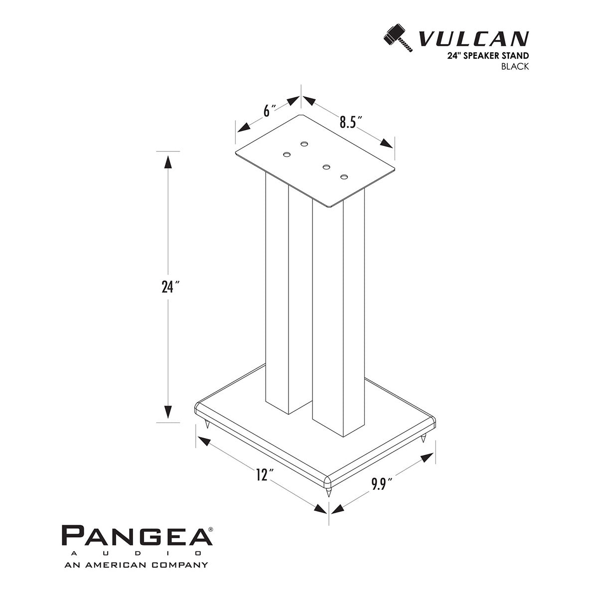 Pangea Audio DS-200 24" Steel Bookshelf Speaker Stands - Pair