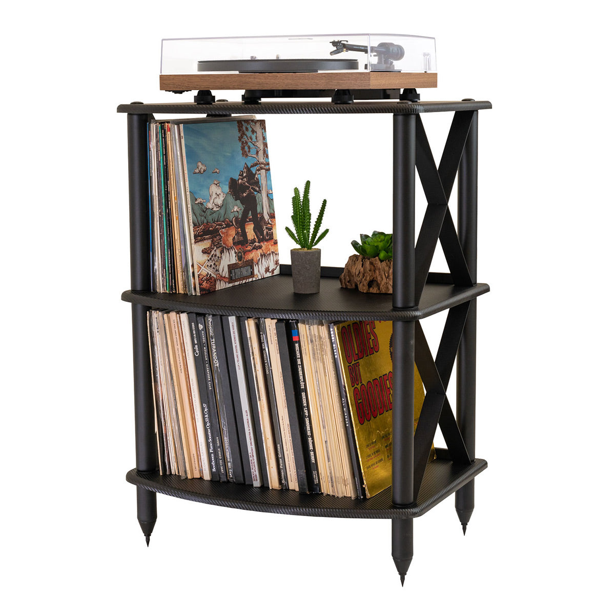 Pangea Audio Vulcan Turntable Stand and Record Storage Rack for LPs (Carbon)