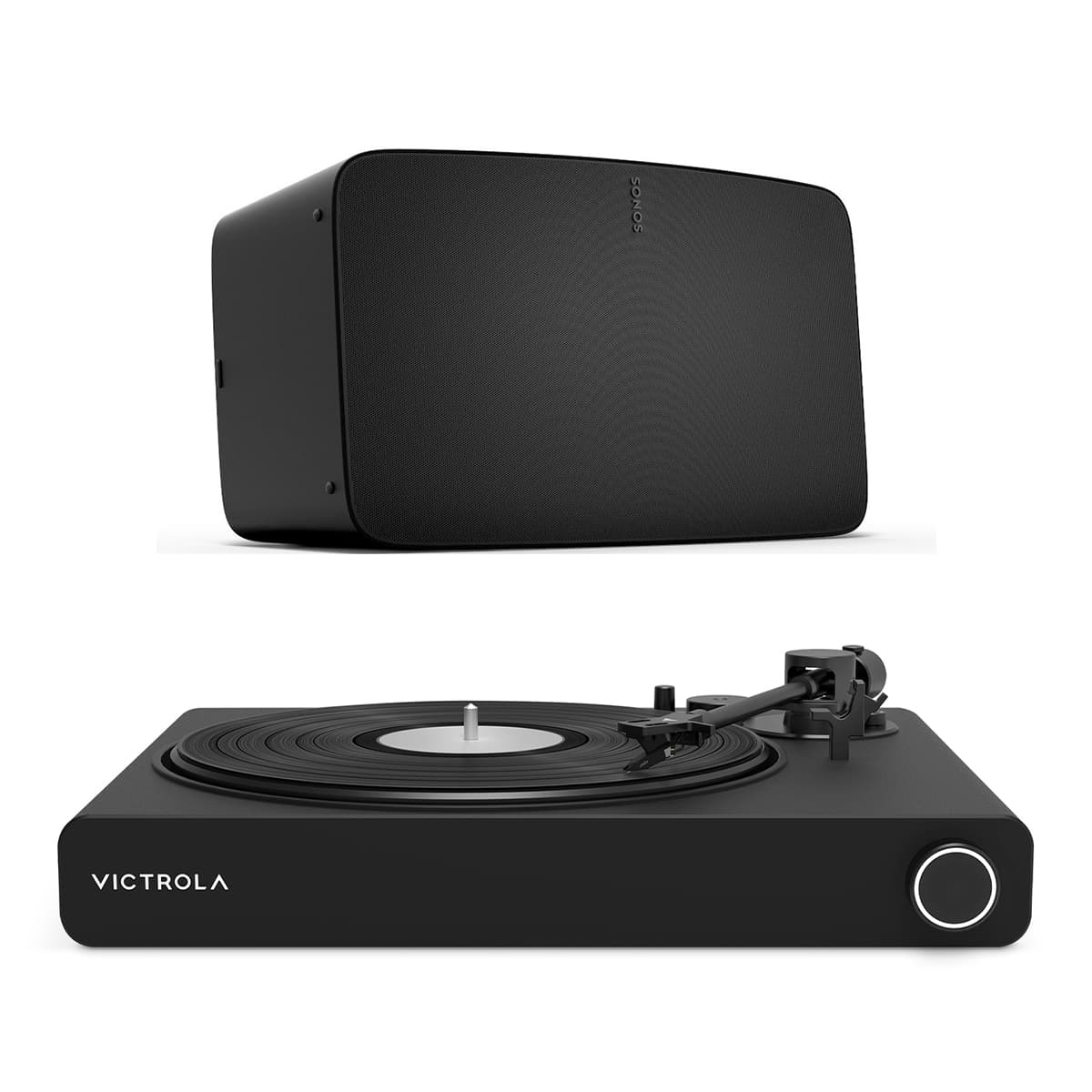 Victrola Stream Onyx Works with Sonos Wireless Turntable with Sonos Five Wireless Speaker for Streaming Music (Black)