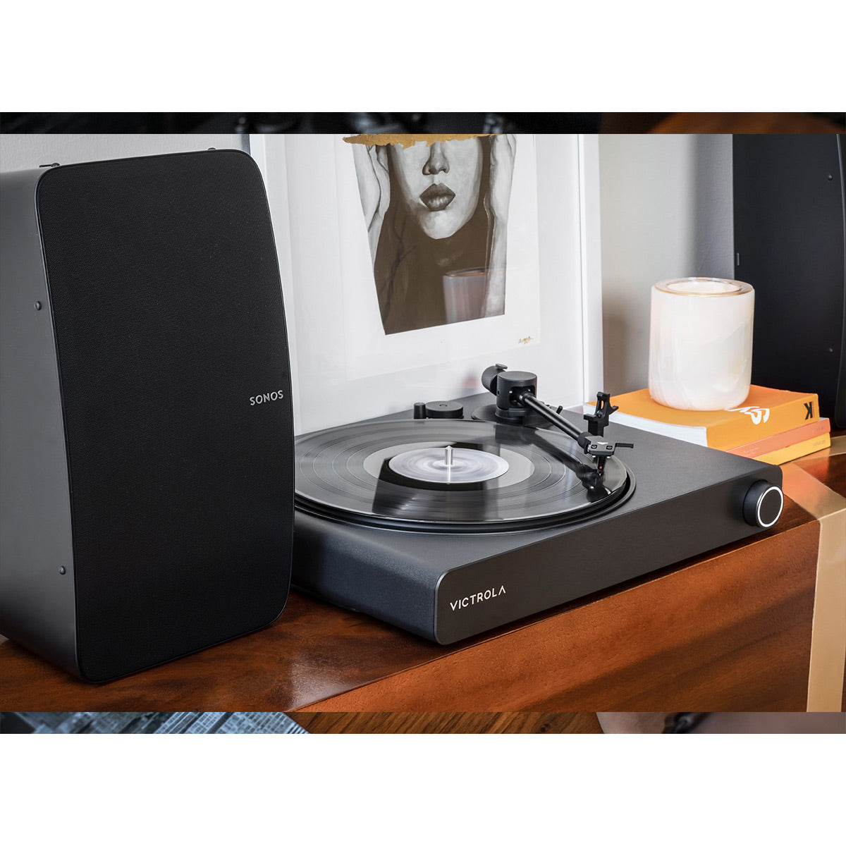Victrola Stream Onyx Works with Sonos Wireless Turntable with Sonos Five Wireless Speaker for Streaming Music (White)