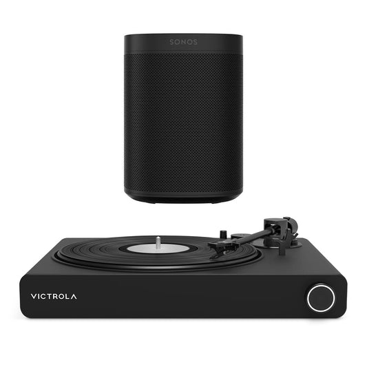 Victrola Stream Onyx Works with Sonos Wireless Turntable with 2-Speeds with Sonos One SL Speaker (Black)