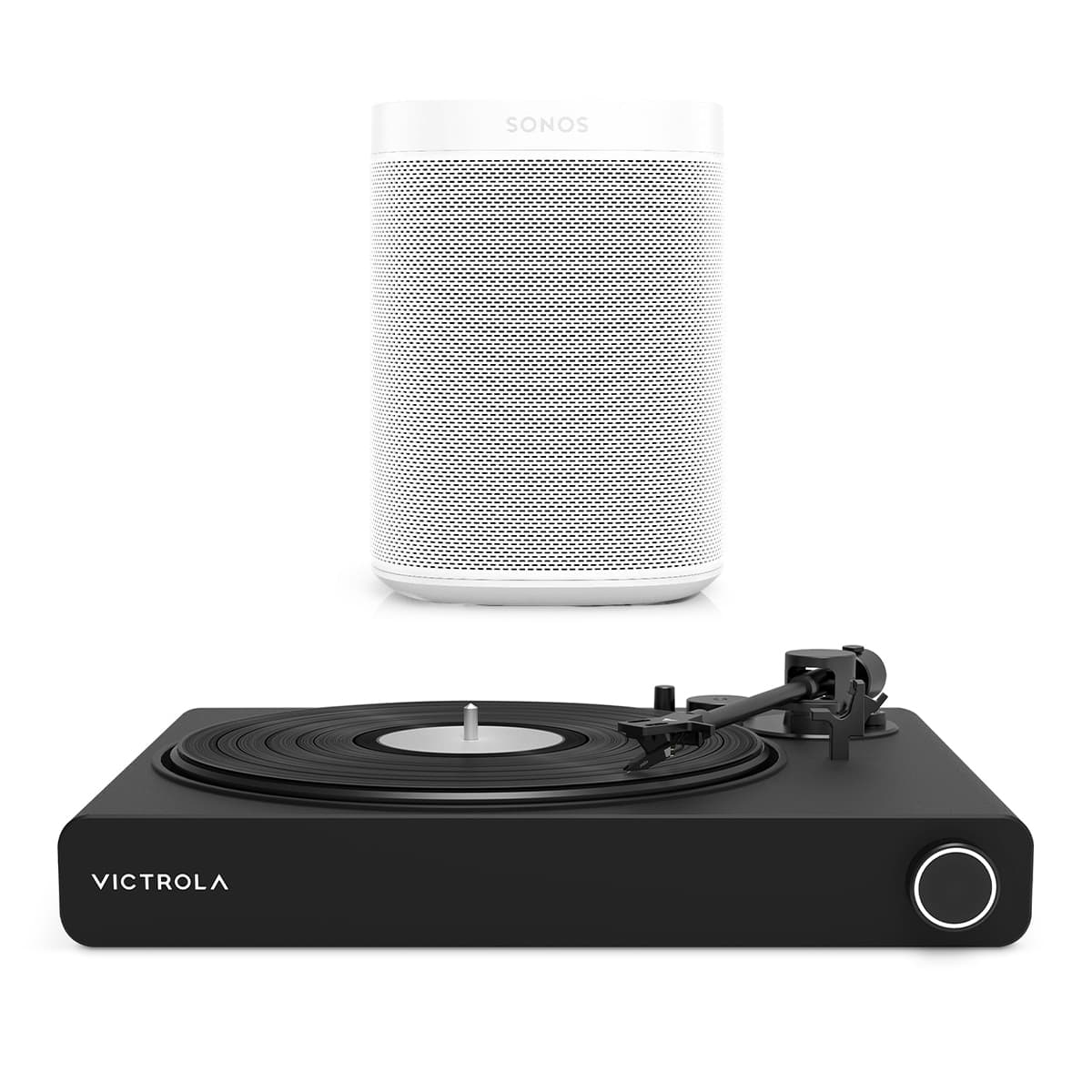 Victrola Stream Onyx Works with Sonos Wireless Turntable with 2-Speeds with Sonos One SL Speaker (White)