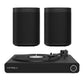 Victrola Stream Onyx Works with Sonos Wireless Turntable with 2-Speeds with Pair of Sonos One Gen 2 Smart Speakers (Black)