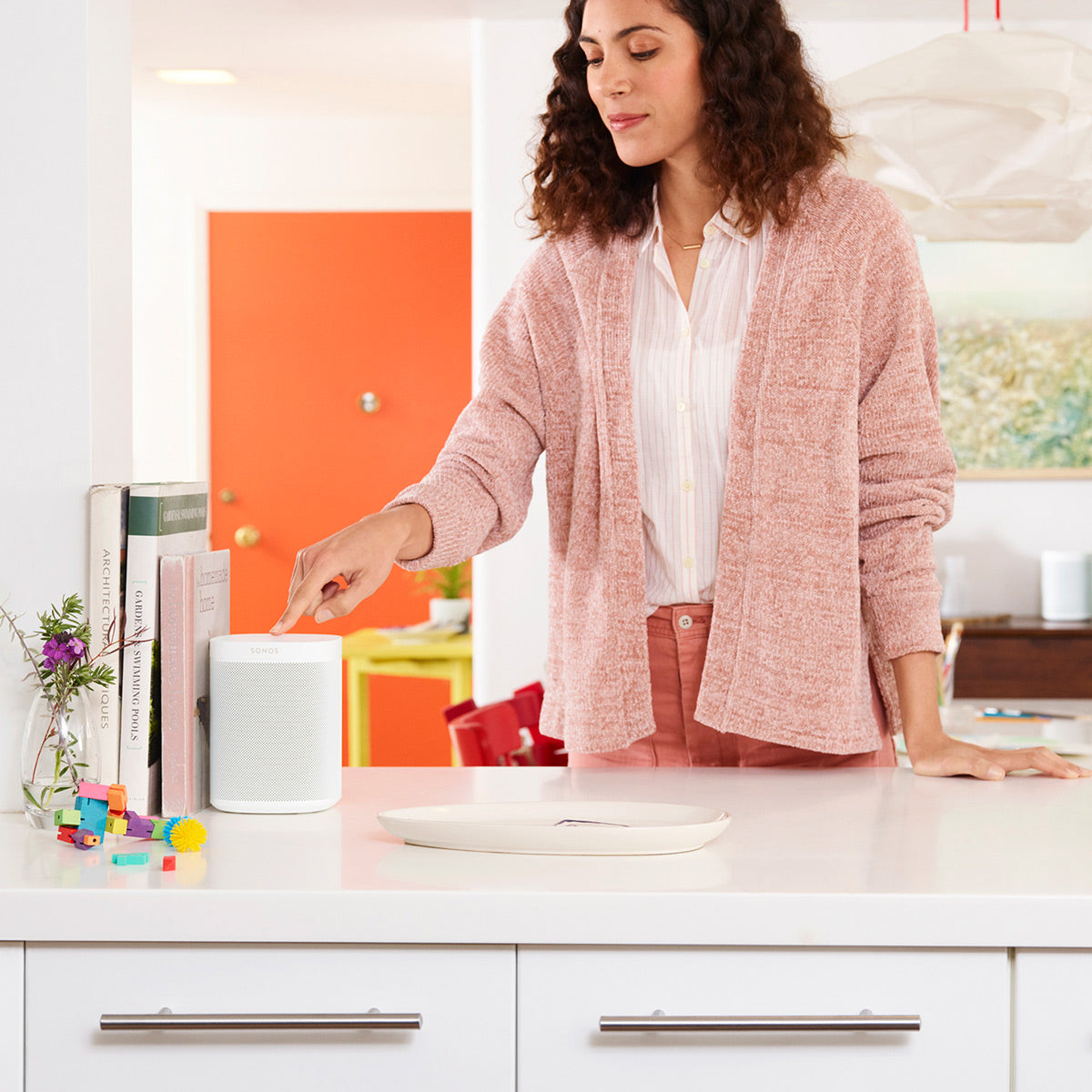 Victrola Stream Onyx Works with Sonos Wireless Turntable with 2-Speeds with Sonos One Gen 2 Smart Speaker (White)