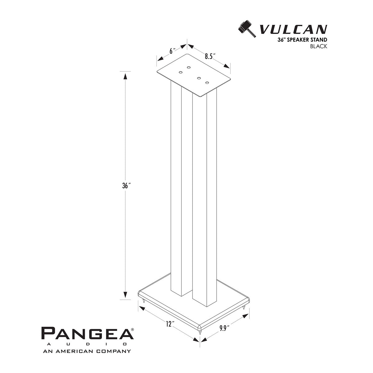 Pangea Audio DS-200 36" Steel Bookshelf Speaker Stands - Pair