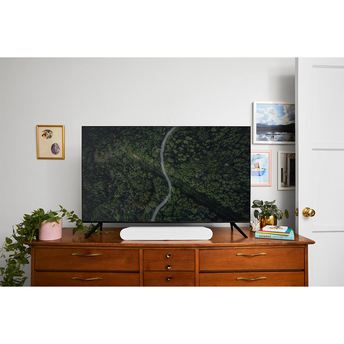 Sonos Immersive Set with Ray Compact Soundbar, Sub Mini Wireless Subwoofer, and Pair of One Wireless Smart Speakers (Gen 2) (White)