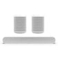 Sonos Surround Set with Ray Compact Soundbar and Pair of One Wireless Smart Speakers (Gen 2) (White)
