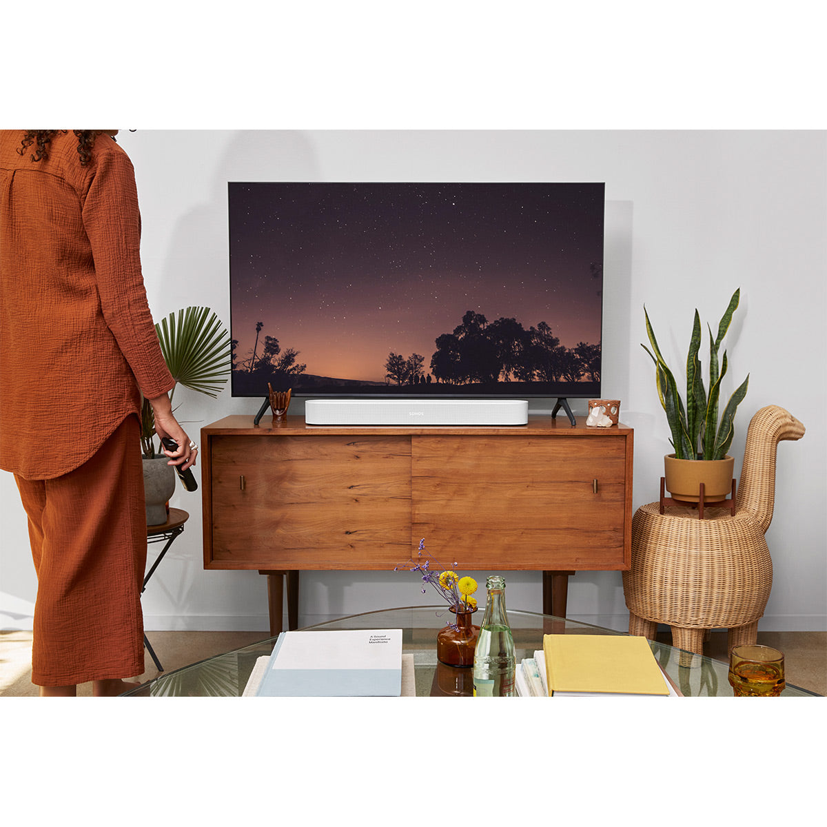 Sonos Immersive Set with Beam (Gen 2) Soundbar, Sub Mini Wireless Subwoofer, and Pair of One Wireless Smart Speakers (Gen 2) (White)