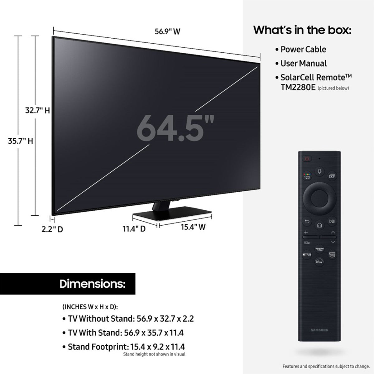 Samsung Game Day Home Theater System with 65" QN65Q80BA TV and JBL Bar 5.1 Surround Soundbar and Sub - Includes Mount, HDMI Cable, Powercenter and Screen Cleaning Kit