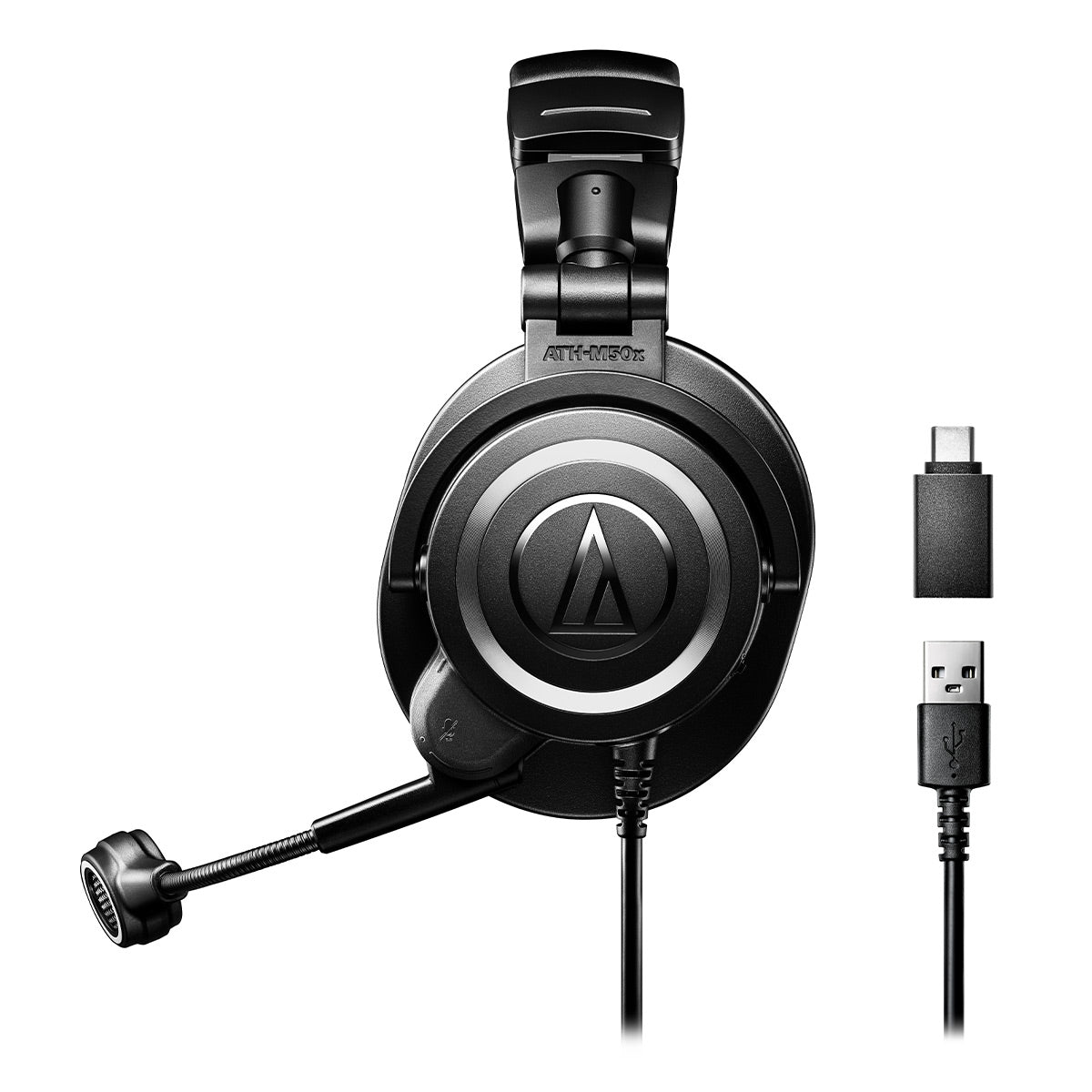 AudioTechnica ATH-M50xSTS-USB StreamSet USB Closed-Back Streaming Headset with Attached USB-A Cable and USB-C Adapter