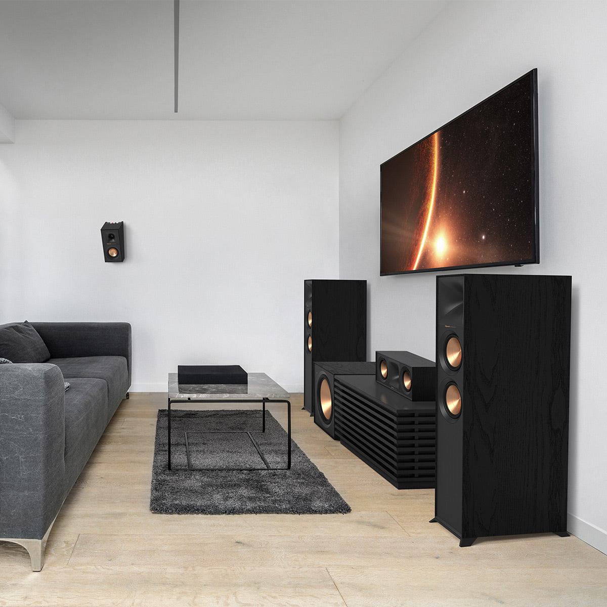 Klipsch R-605FA Reference Floorstanding Speaker with Built-In Elevation Up-Firing Dolby Atmos Tweeter - Each (Black)