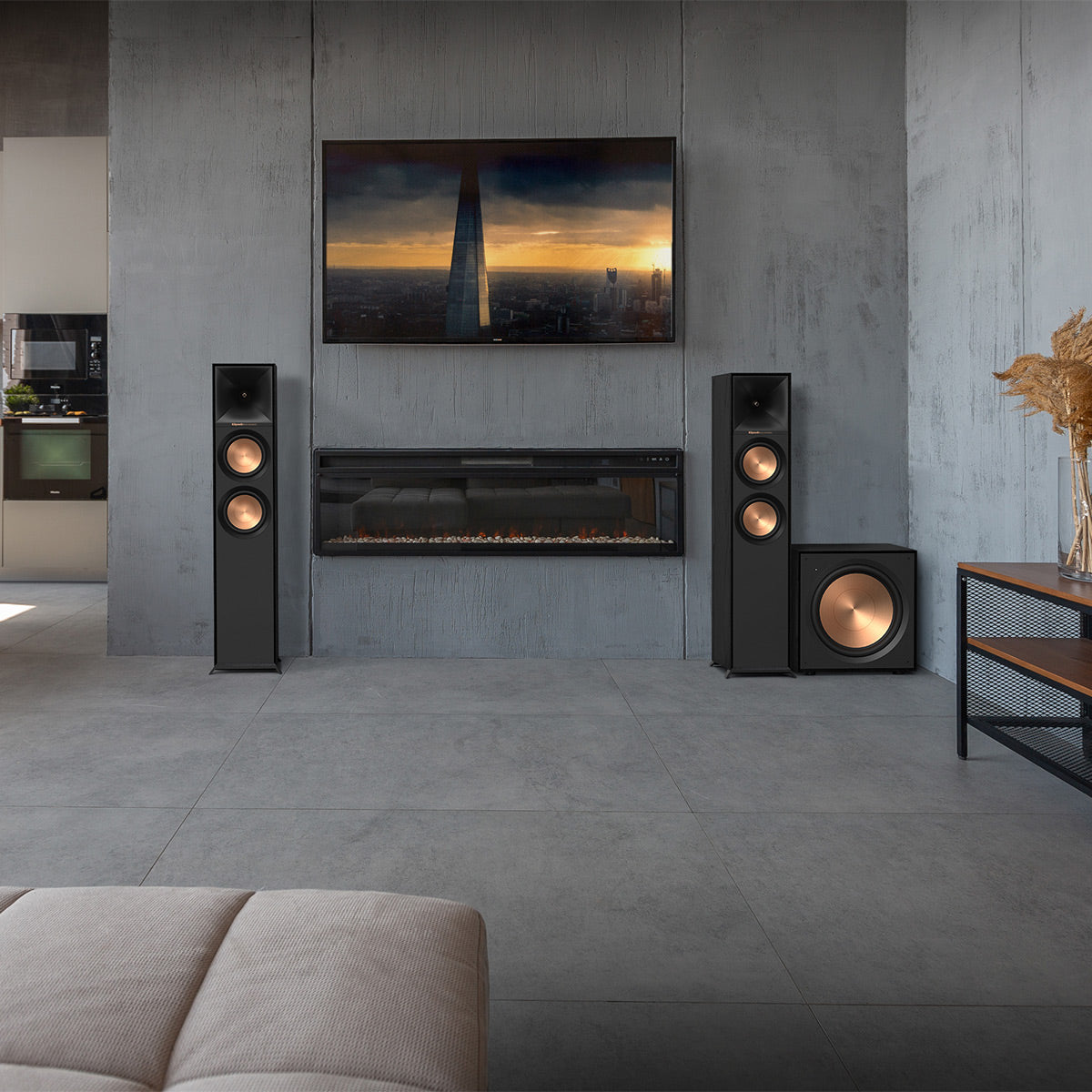 Klipsch R-605FA Reference Floorstanding Speaker with Built-In Elevation Up-Firing Dolby Atmos Tweeter - Each (Black)