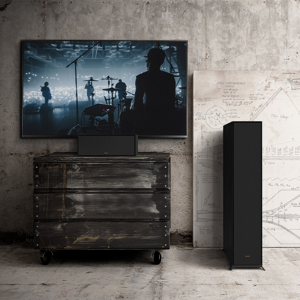 Klipsch R-605FA Reference Floorstanding Speaker with Built-In Elevation Up-Firing Dolby Atmos Tweeter - Each (Black)
