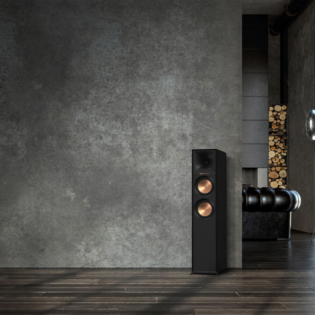 Klipsch R-605FA Reference Floorstanding Speaker with Built-In Elevation Up-Firing Dolby Atmos Tweeter - Each (Black)