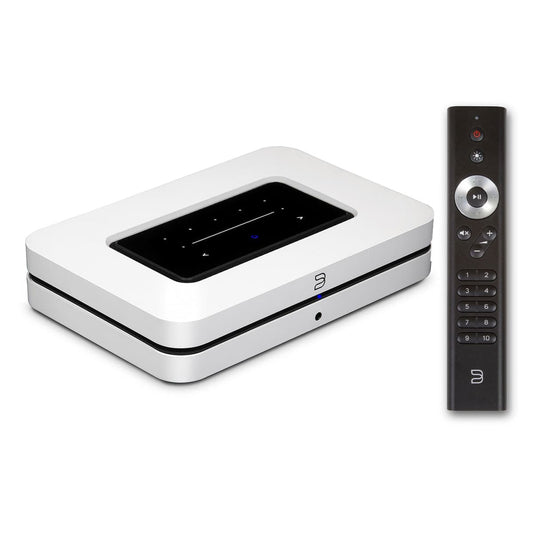 Bluesound Node Wireless Multi-Room Hi-Res Music Streamer - Gen 3 (White) with RC1 Remote Control for BluOS Systems