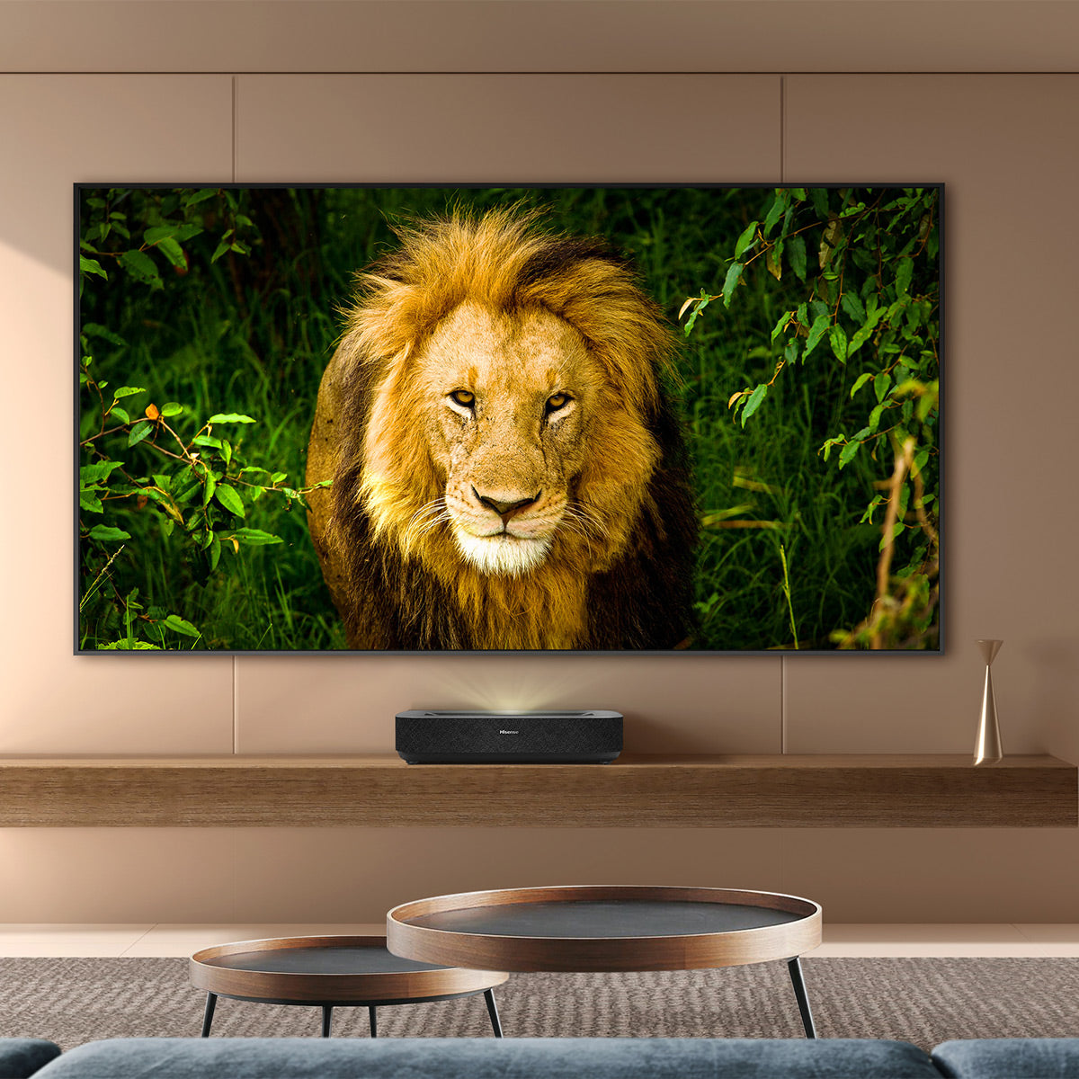 Hisense L5G 4K UHD Ultra-Short Throw Laser TV Projector with 90" High Gain Ambient Light Rejecting Screen Compatible with Dolby Atmos, Google Assistant, Alexa, & Chromecast Built-in