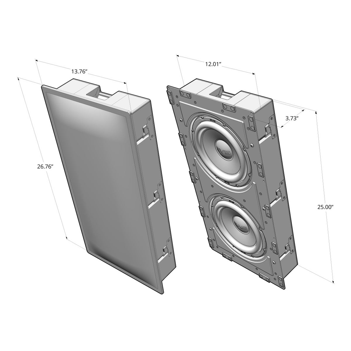 SVS 3000 In-Wall Single Sealed Subwoofer System with Sledge STA-800D2C Amplifier- Each