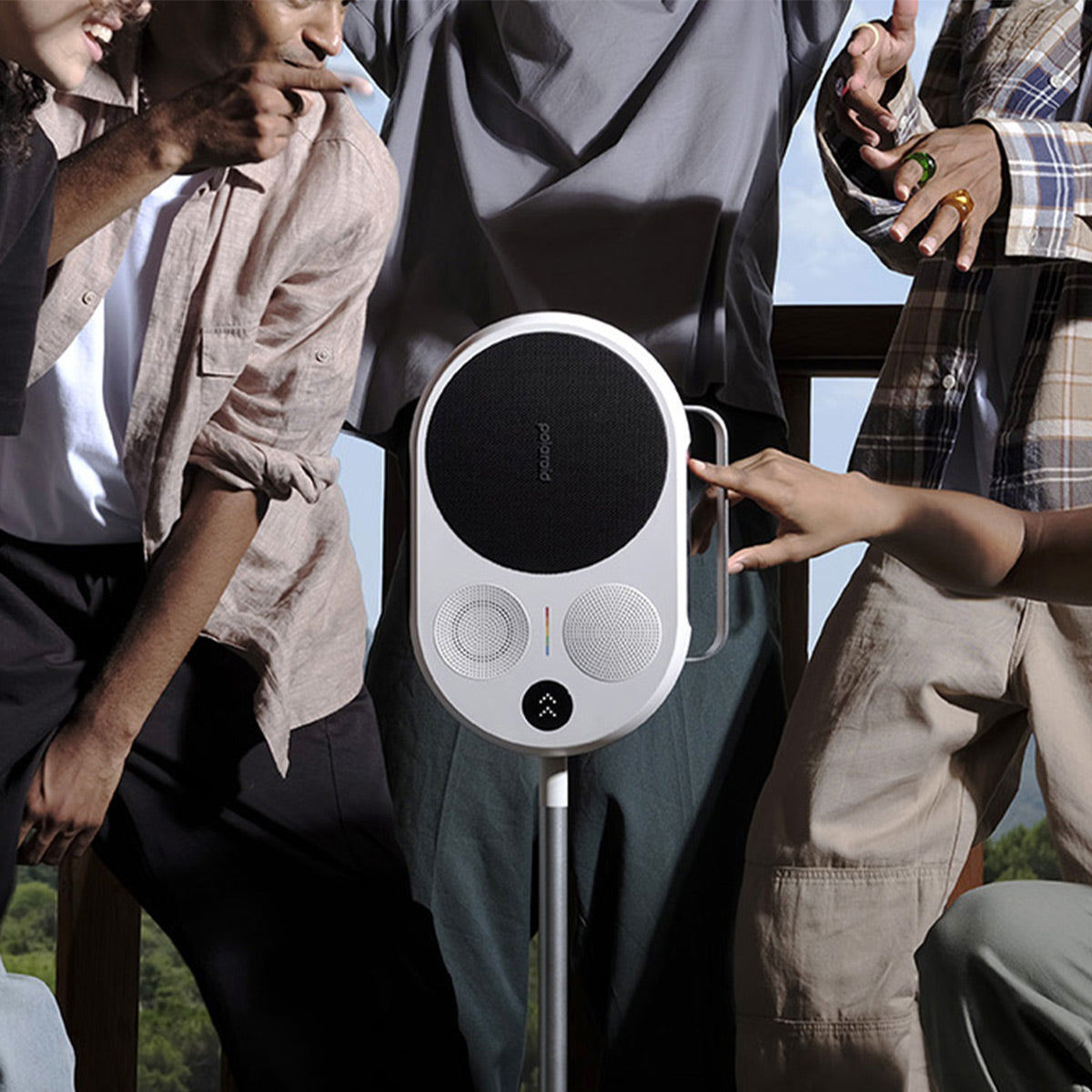 Polaroid P4 Portable Bluetooth Speaker with Carrying Handle (Black & White)