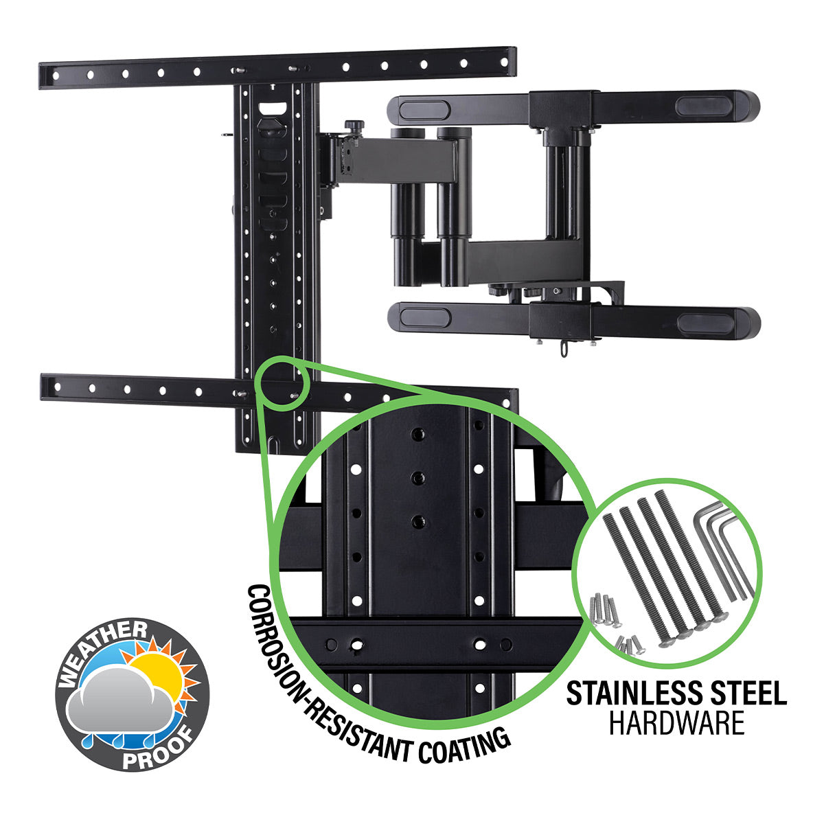 Sanus VODLF125-B2 Premium Outdoor Full-Motion Mount with Corrosion Resistant Coating & Stainless-Steel Hardware for 40"-85" TVs