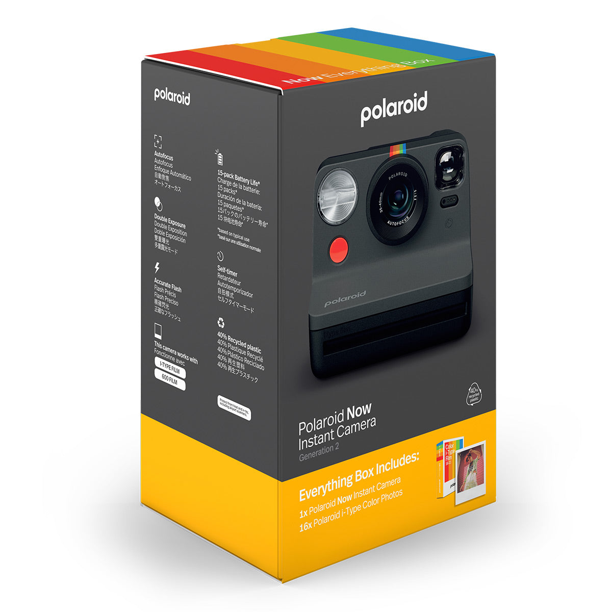 Polaroid Everything Box with Now Instant Camera and Double Pack of Color i-Type Film - Generation 2 (Black)