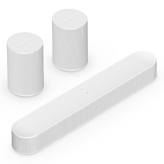 Sonos Surround Set with Beam (Gen 2) Soundbar and Pair of Era 100 Wireless Smart Speakers (White)