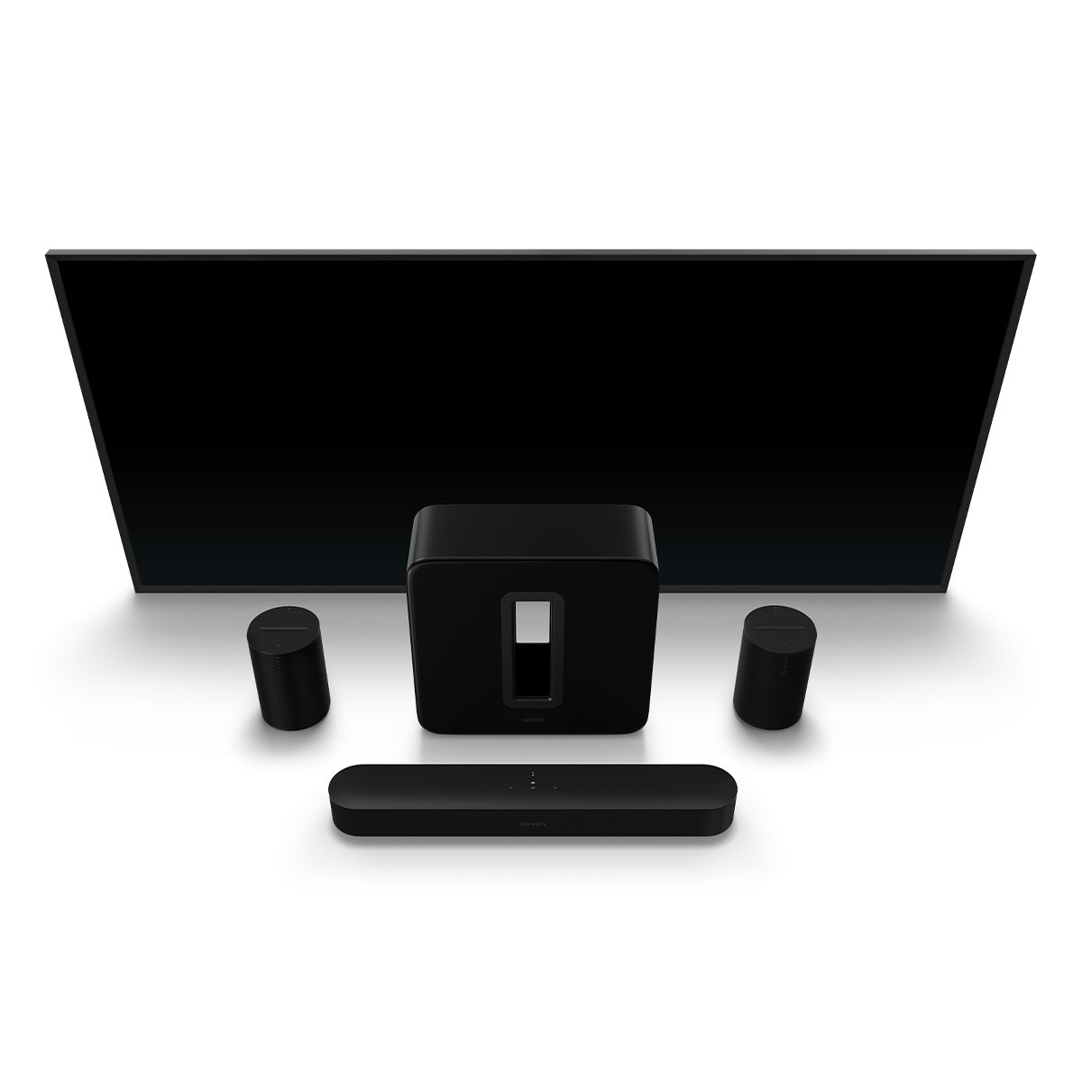 Sonos Premium Immersive Set with Beam (Gen 2) Soundbar, Sub Wireless Subwoofer (Gen 3), and Pair of Era 100 Wireless Smart Speakers (Black)