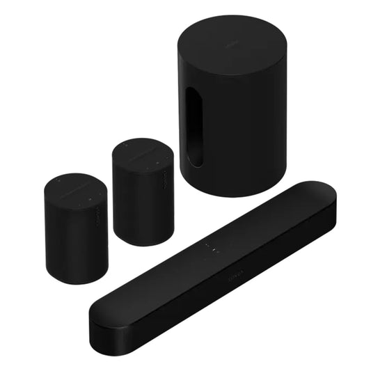 Sonos Immersive Set with Beam (Gen 2) Soundbar, Sub Mini Wireless Subwoofer, and Pair of Era 100 Wireless Smart Speakers (Black)