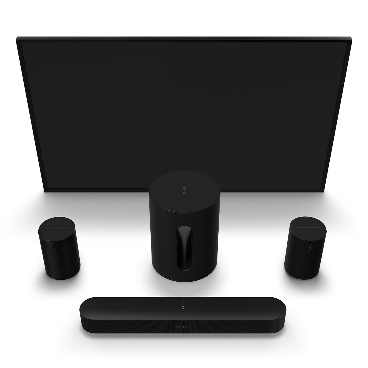 Sonos Immersive Set with Beam (Gen 2) Soundbar, Sub Mini Wireless Subwoofer, and Pair of Era 100 Wireless Smart Speakers (Black)