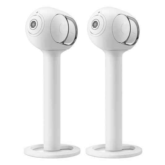 Devialet Phantom I 103dB High-End Wireless Speaker (Light Chrome) with Tree Stand for Phantom I (Iconic White) - Pair