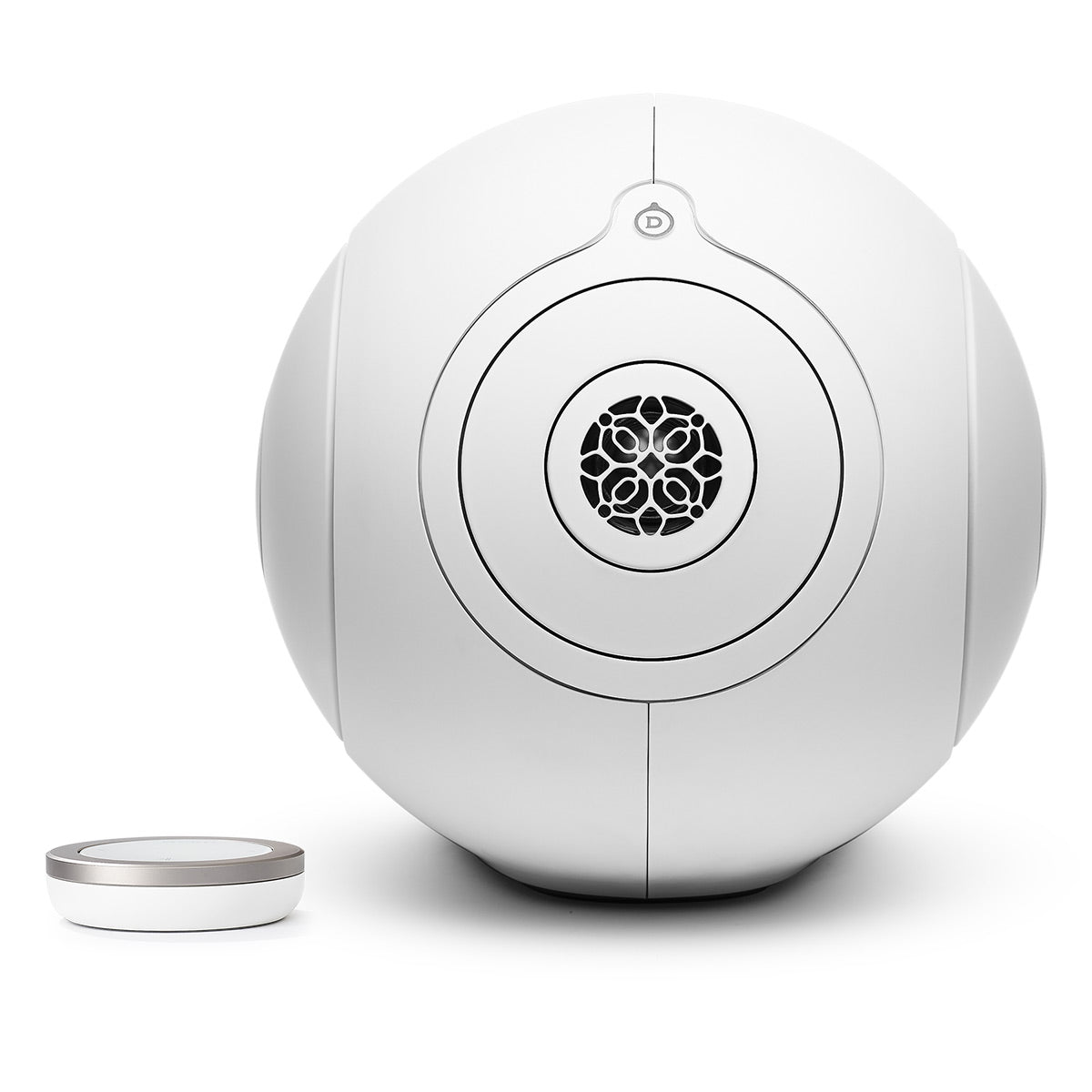Devialet Phantom I 103dB High-End Wireless Speaker (Light Chrome) with Tree Stand for Phantom I (Iconic White) - Pair