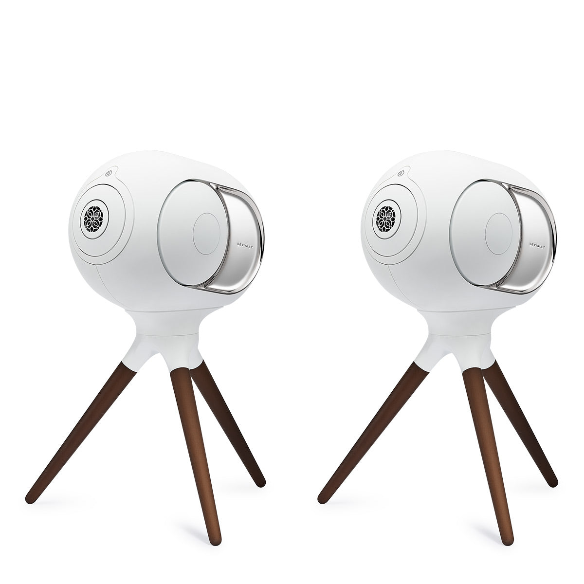 Devialet Phantom I 103dB High-End Wireless Speaker (Light Chrome) with Treepod Floorstand for Phantom I Wireless Speaker (Iconic White) - Pair