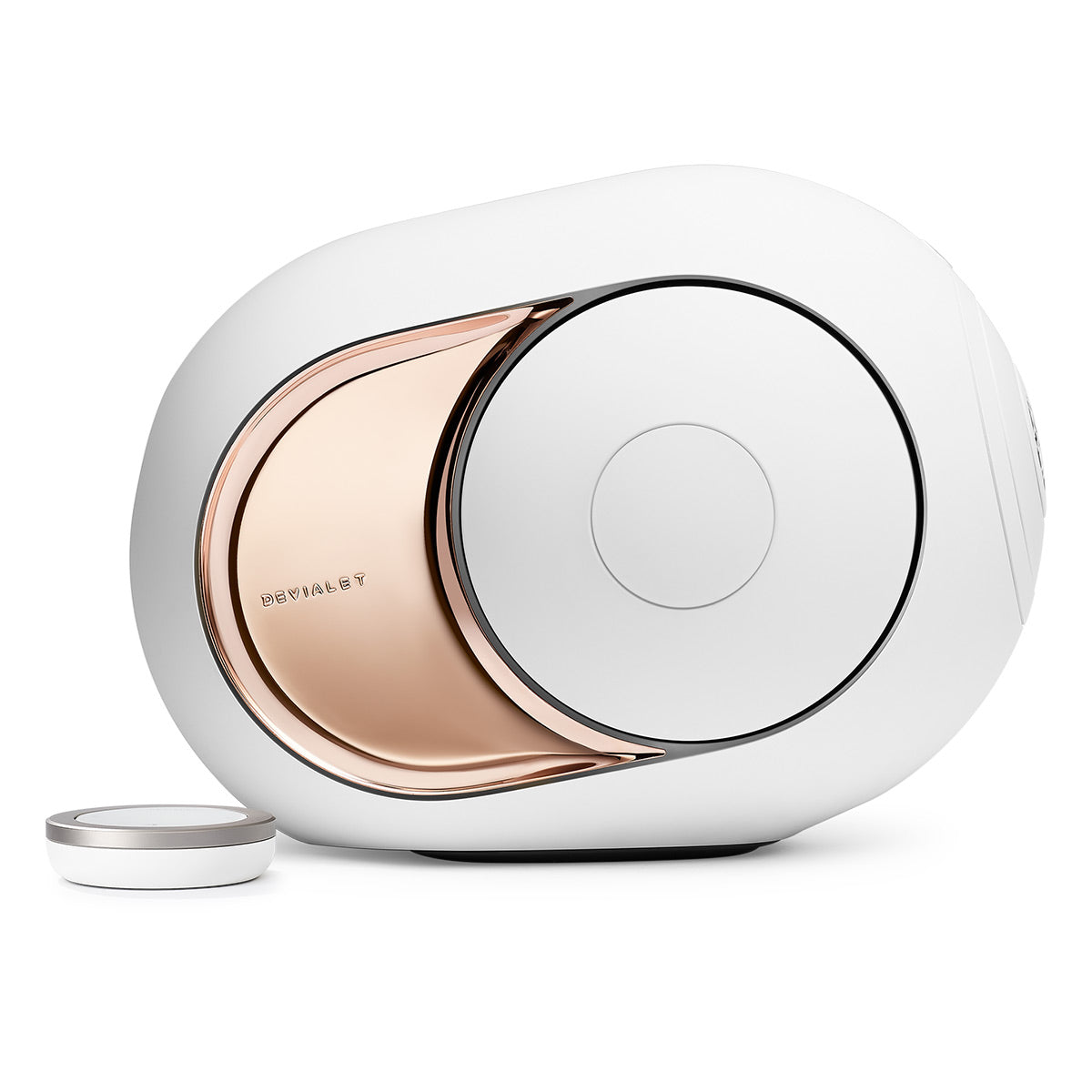 Devialet Phantom I 108dB High-End Wireless Speaker (Gold) with Tree Stand for Phantom I (Iconic White) - Pair