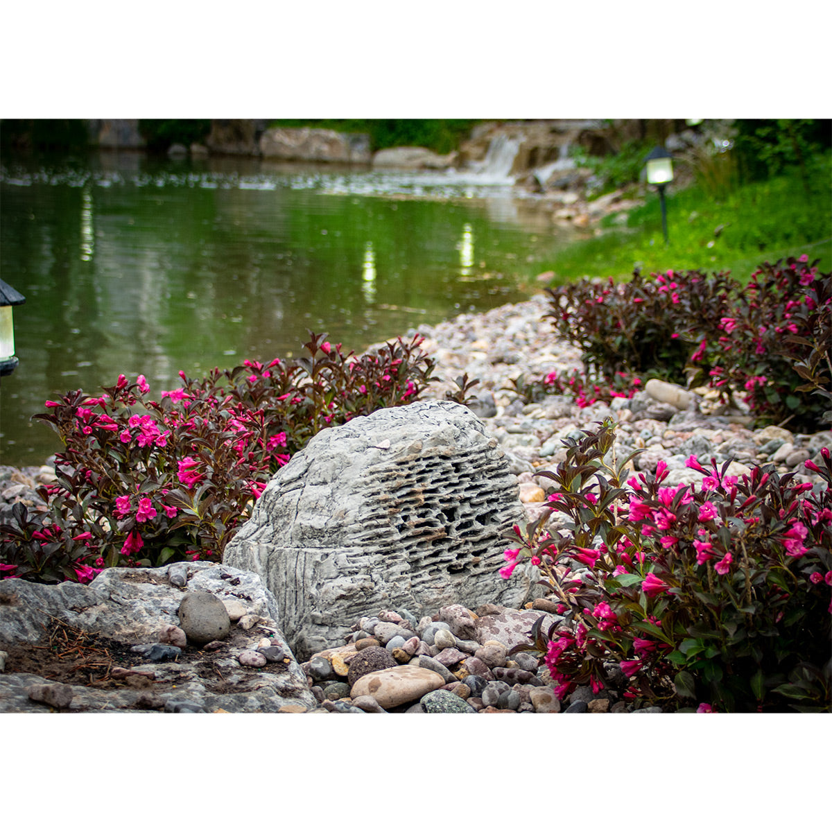 Rockustics OctoRock Powered 8" 2-way Outdoor Rock Speaker - Pair (Grey)