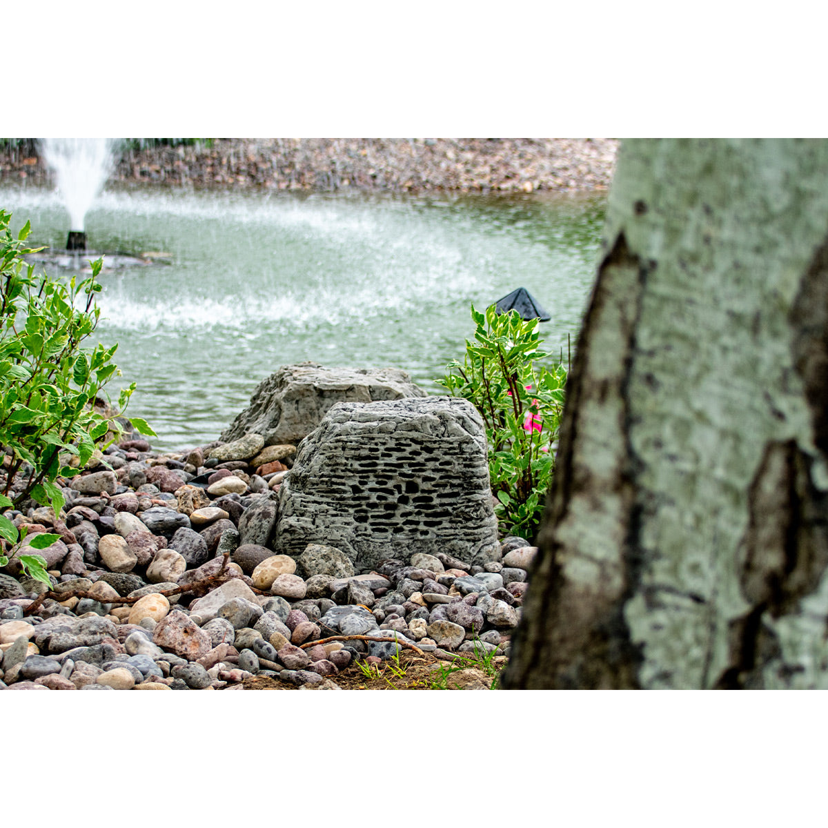 Rockustics OctoRock Powered 8" 2-way Outdoor Rock Speaker - Pair (Grey)