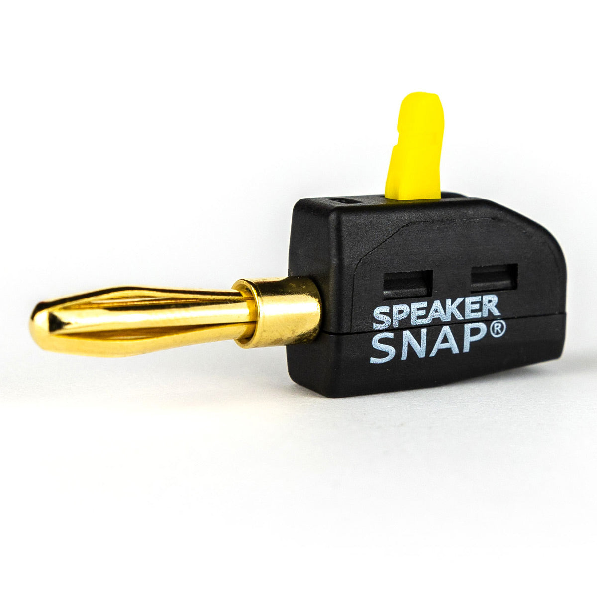Speaker Snap 2 Count of Fast & Secure Banana Plugs, Gold Plated, 12-24 AWG, for Home Theaters, Speaker Wire, Wall Plates, and Receivers