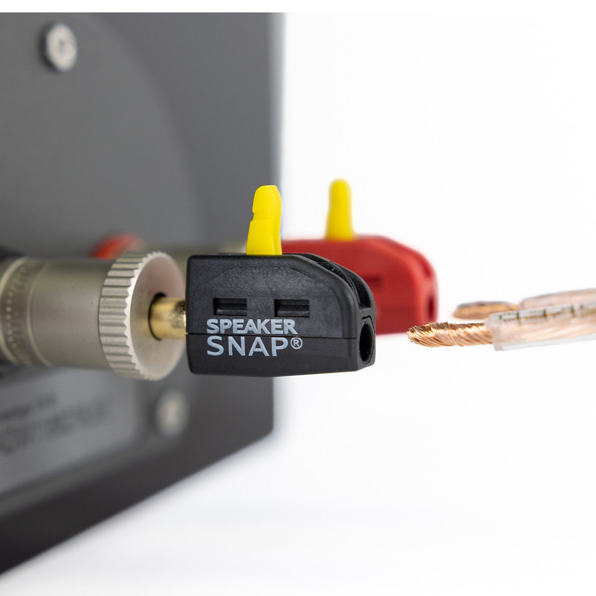Speaker Snap 2 Count of Fast & Secure Banana Plugs, Gold Plated, 12-24 AWG, for Home Theaters, Speaker Wire, Wall Plates, and Receivers