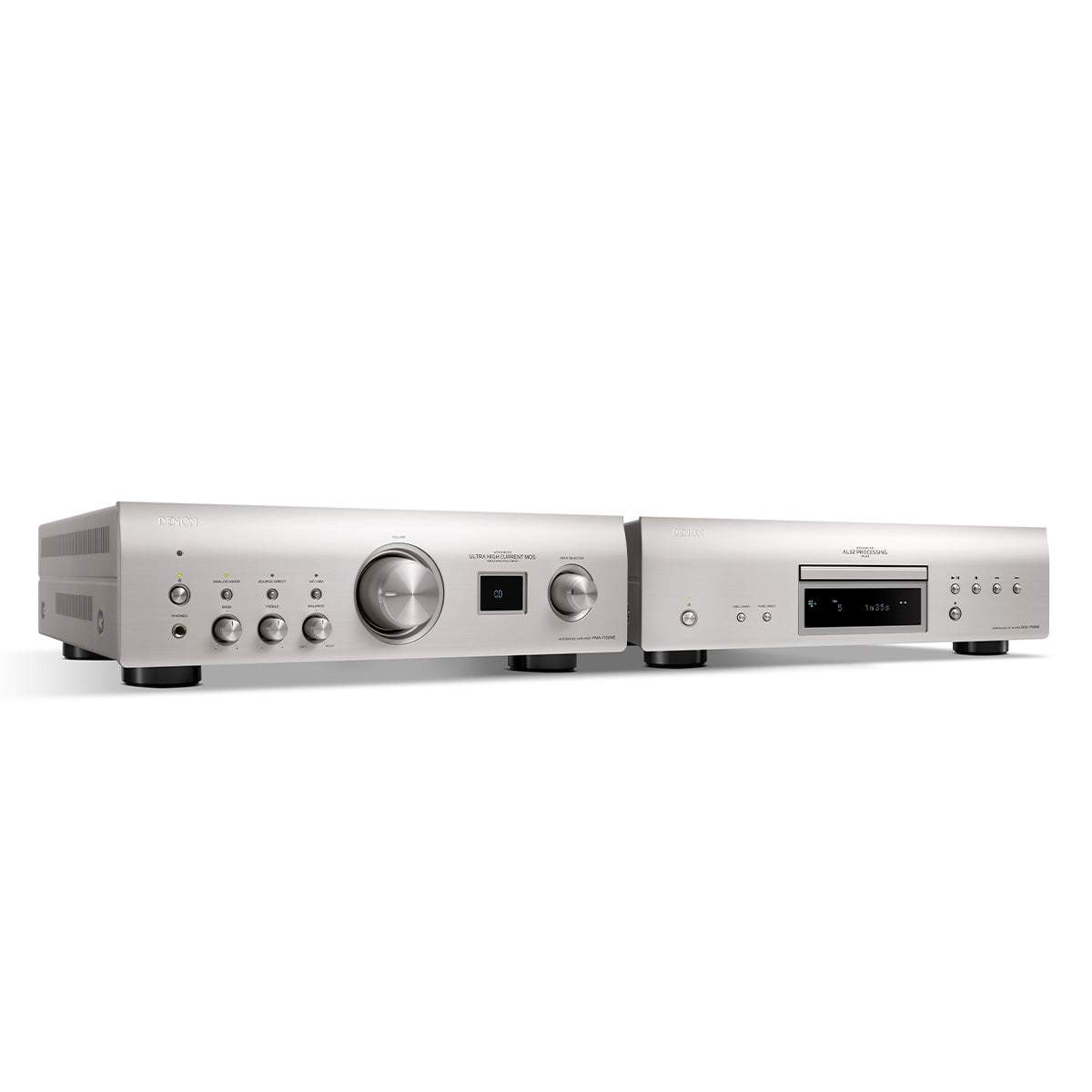 Denon PMA-1700NE 140W Integrated Amplifier with DCD-1700NE CD/SACD Player with Advanced AL32 Processing Plus (Silver)