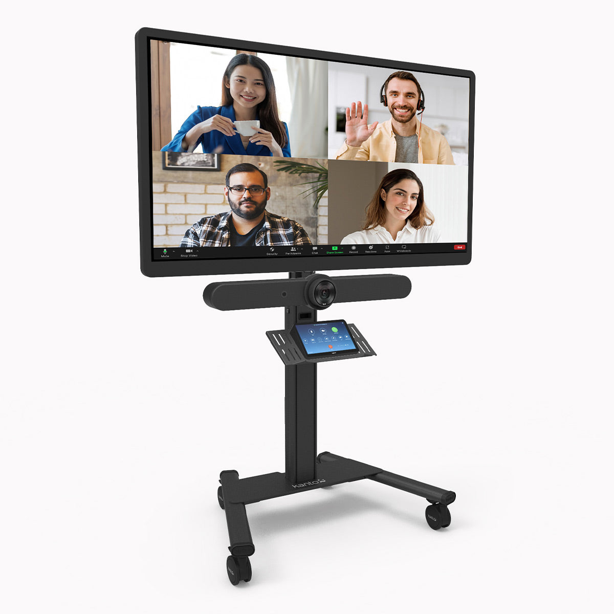 Kanto MPC77 Rolling AV Cart Compatible with Video Conferencing Systems for 37" - 77" TVs
