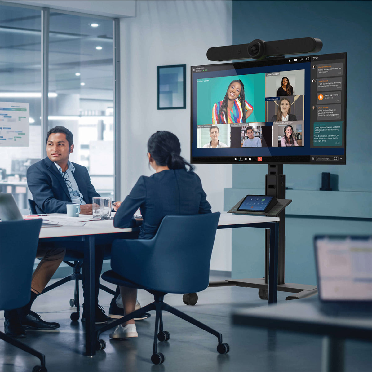 Kanto MPC77 Rolling AV Cart Compatible with Video Conferencing Systems for 37" - 77" TVs