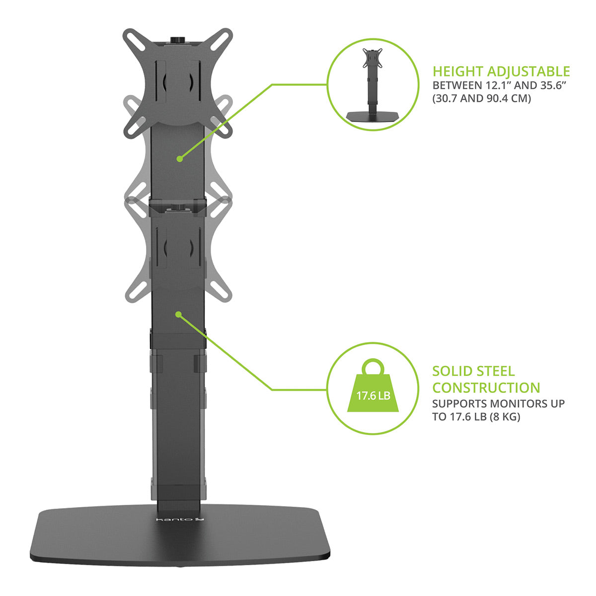 Kanto DTS1000 Universal Desktop Stand with Adjustable Height, Tilt, and Swivel for 17" - 32" Monitors