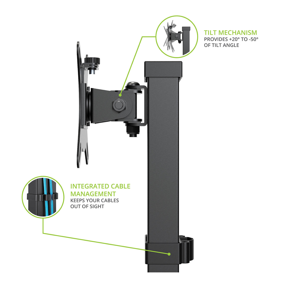 Kanto DTS1000 Universal Desktop Stand with Adjustable Height, Tilt, and Swivel for 17" - 32" Monitors