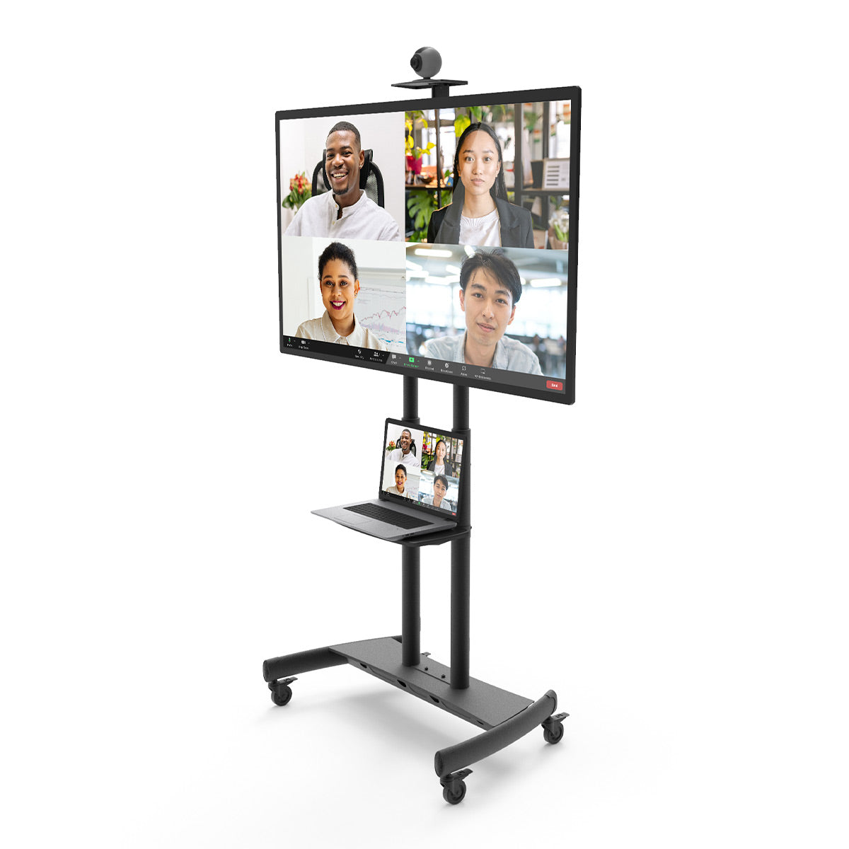 Kanto MTM86PL Height-Adjustable Rolling TV Stand for 55" - 86" TVs with Device Tray and Webcam Shelf
