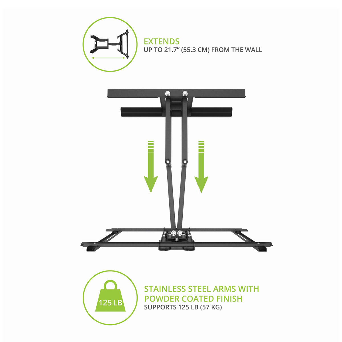 Kanto PDX650SG Stainless Steel Full-Motion Dual Stud Outdoor TV Mount for 37" - 75" TVs