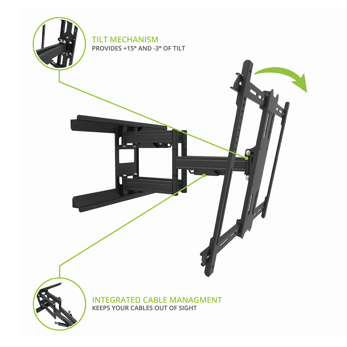 Kanto PDX650SG Stainless Steel Full-Motion Dual Stud Outdoor TV Mount for 37" - 75" TVs